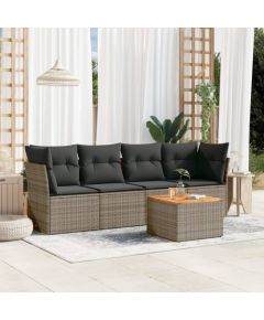 vidaXL 5-cz. zestaw wypoczynkowy do ogrodu, poduszki, szary rattan PE Dārza mēbeļu komplekti