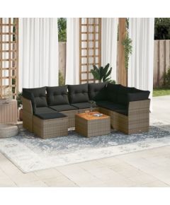 vidaXL 8-cz. zestaw mebli ogrodowych z poduszkami, szary, polirattan Dārza mēbeļu komplekti