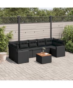 vidaXL 8-cz. zestaw wypoczynkowy do ogrodu, z poduszkami, czarny Dārza mēbeļu komplekti