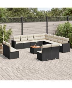 vidaXL 14-cz. zestaw wypoczynkowy do ogrodu, poduszki czarny rattan PE Dārza mēbeļu komplekti