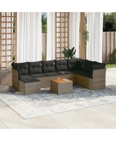 vidaXL 9-cz. zestaw mebli ogrodowych z poduszkami, szary, polirattan Dārza mēbeļu komplekti