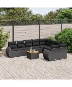 vidaXL 10-cz. zestaw wypoczynkowy do ogrodu, poduszki czarny rattan PE Dārza mēbeļu komplekti