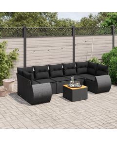 vidaXL 8-cz. zestaw wypoczynkowy do ogrodu, z poduszkami, czarny Dārza mēbeļu komplekti