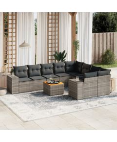 vidaXL 10-cz. zestaw wypoczynkowy do ogrodu, z poduszkami, szary Dārza mēbeļu komplekti