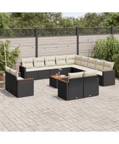 vidaXL 14-cz. zestaw wypoczynkowy do ogrodu, poduszki czarny rattan PE Dārza mēbeļu komplekti