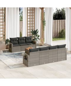 vidaXL 8-cz. zestaw mebli ogrodowych z poduszkami, szary, polirattan Dārza mēbeļu komplekti