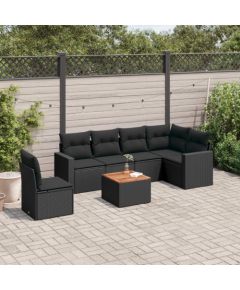 vidaXL 7-cz. zestaw wypoczynkowy do ogrodu, z poduszkami, czarny Dārza mēbeļu komplekti