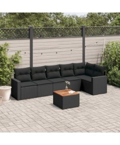 vidaXL 7-cz. zestaw wypoczynkowy do ogrodu, z poduszkami, czarny Dārza mēbeļu komplekti