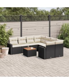 vidaXL 9-cz. zestaw wypoczynkowy do ogrodu, z poduszkami, czarny Dārza mēbeļu komplekti