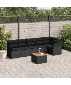 vidaXL 7-cz. zestaw wypoczynkowy do ogrodu, z poduszkami, czarny Dārza mēbeļu komplekti