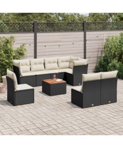 vidaXL 9-cz. zestaw wypoczynkowy do ogrodu, z poduszkami, czarny Dārza mēbeļu komplekti