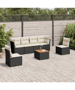 vidaXL 7-cz. zestaw wypoczynkowy do ogrodu, z poduszkami, czarny Dārza mēbeļu komplekti