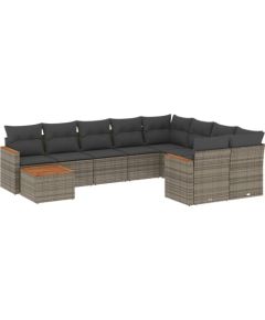 vidaXL 10-cz. zestaw wypoczynkowy do ogrodu, z poduszkami, szary Dārza mēbeļu komplekti