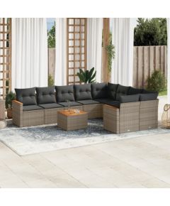 vidaXL 10-cz. zestaw wypoczynkowy do ogrodu, z poduszkami, szary Dārza mēbeļu komplekti