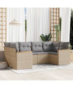 vidaXL 6-cz. zestaw mebli ogrodowych z poduszkami, mieszany beż Dārza mēbeļu komplekti