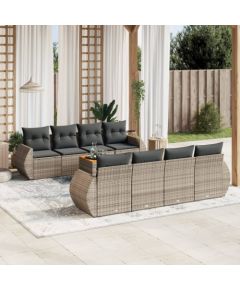 vidaXL 9-cz. zestaw mebli ogrodowych z poduszkami, szary, polirattan Dārza mēbeļu komplekti