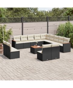 vidaXL 14-cz. zestaw wypoczynkowy do ogrodu, poduszki czarny rattan PE Dārza mēbeļu komplekti