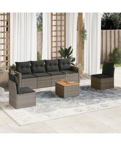 vidaXL 7-cz. zestaw wypoczynkowy do ogrodu, z poduszkami, szary Dārza mēbeļu komplekti