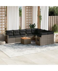 vidaXL 10-cz. zestaw wypoczynkowy do ogrodu, z poduszkami, szary Dārza mēbeļu komplekti