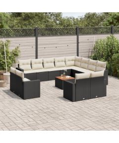 vidaXL 13-cz. zestaw mebli do ogrodu, poduszki, czarny, rattan PE Dārza mēbeļu komplekti