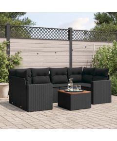 vidaXL 7-cz. zestaw wypoczynkowy do ogrodu, z poduszkami, czarny Dārza mēbeļu komplekti
