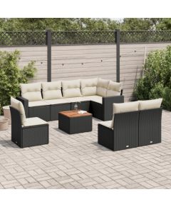 vidaXL 9-cz. zestaw wypoczynkowy do ogrodu, z poduszkami, czarny Dārza mēbeļu komplekti