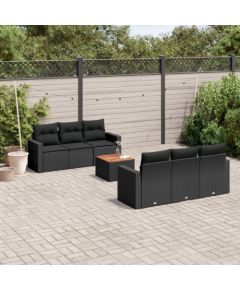 vidaXL 7-cz. zestaw wypoczynkowy do ogrodu, z poduszkami, czarny Dārza mēbeļu komplekti