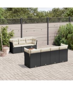 vidaXL 8-cz. zestaw wypoczynkowy do ogrodu, z poduszkami, czarny Dārza mēbeļu komplekti