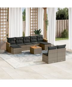 vidaXL 10-cz. zestaw wypoczynkowy do ogrodu, z poduszkami, szary Dārza mēbeļu komplekti