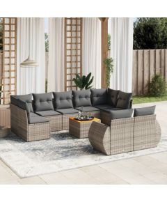 vidaXL 10-cz. zestaw wypoczynkowy do ogrodu, z poduszkami, szary Dārza mēbeļu komplekti