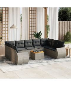 vidaXL 10-cz. zestaw wypoczynkowy do ogrodu, z poduszkami, szary Dārza mēbeļu komplekti