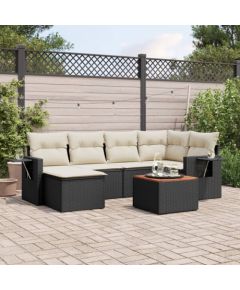 vidaXL 7-cz. zestaw wypoczynkowy do ogrodu, z poduszkami, czarny Dārza mēbeļu komplekti