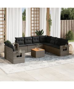 vidaXL 10-cz. zestaw wypoczynkowy do ogrodu, z poduszkami, szary Dārza mēbeļu komplekti