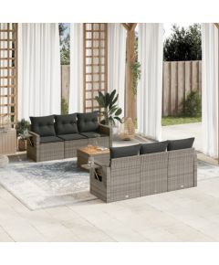 vidaXL 7-cz. zestaw wypoczynkowy do ogrodu, z poduszkami, szary Dārza mēbeļu komplekti