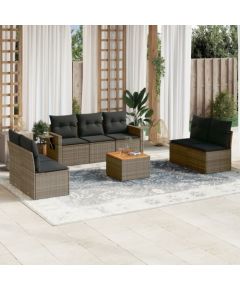 vidaXL 8-cz. zestaw mebli ogrodowych z poduszkami, szary, polirattan Dārza mēbeļu komplekti