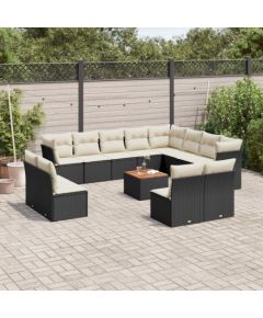 vidaXL 13-cz. zestaw mebli do ogrodu, poduszki, czarny, rattan PE Dārza mēbeļu komplekti