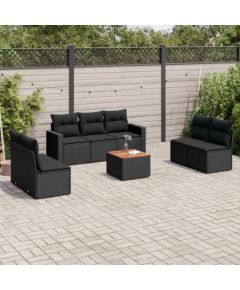 vidaXL 8-cz. zestaw wypoczynkowy do ogrodu, z poduszkami, czarny Dārza mēbeļu komplekti