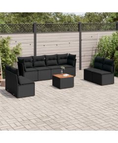 vidaXL 9-cz. zestaw wypoczynkowy do ogrodu, z poduszkami, czarny Dārza mēbeļu komplekti