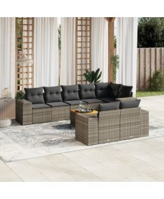 vidaXL 9-cz. zestaw mebli ogrodowych z poduszkami, szary, polirattan Dārza mēbeļu komplekti