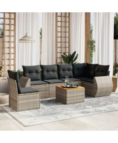 vidaXL 7-cz. zestaw wypoczynkowy do ogrodu, z poduszkami, szary Dārza mēbeļu komplekti