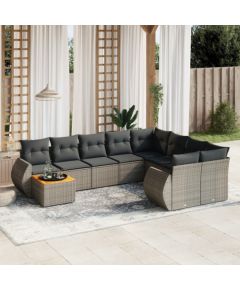 vidaXL 10-cz. zestaw wypoczynkowy do ogrodu, z poduszkami, szary Dārza mēbeļu komplekti