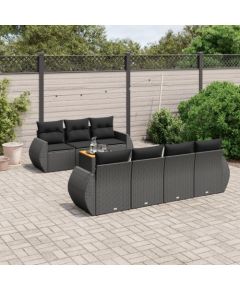 vidaXL 8-cz. zestaw wypoczynkowy do ogrodu, z poduszkami, czarny Dārza mēbeļu komplekti