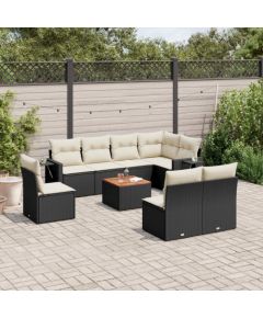 vidaXL 9-cz. zestaw wypoczynkowy do ogrodu, z poduszkami, czarny Dārza mēbeļu komplekti