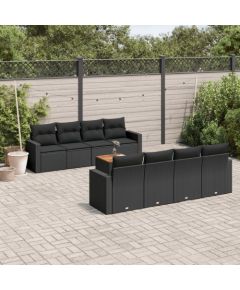 vidaXL 9-cz. zestaw wypoczynkowy do ogrodu, z poduszkami, czarny Dārza mēbeļu komplekti
