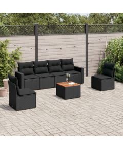vidaXL 7-cz. zestaw wypoczynkowy do ogrodu, z poduszkami, czarny Dārza mēbeļu komplekti