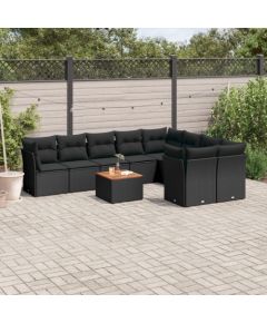 vidaXL 10-cz. zestaw wypoczynkowy do ogrodu, poduszki czarny rattan PE Dārza mēbeļu komplekti