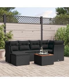 vidaXL 7-cz. zestaw wypoczynkowy do ogrodu, z poduszkami, czarny Dārza mēbeļu komplekti