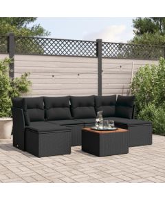 vidaXL 7-cz. zestaw wypoczynkowy do ogrodu, z poduszkami, czarny Dārza mēbeļu komplekti