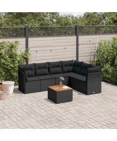 vidaXL 7-cz. zestaw wypoczynkowy do ogrodu, z poduszkami, czarny Dārza mēbeļu komplekti