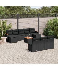 vidaXL 11-cz. zestaw wypoczynkowy do ogrodu, poduszki czarny rattan PE Dārza mēbeļu komplekti